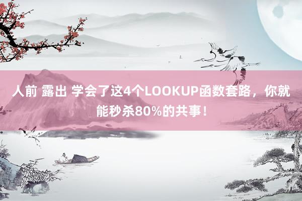 人前 露出 学会了这4个LOOKUP函数套路，你就能秒杀80%的共事！