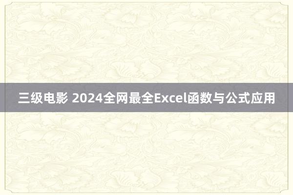 三级电影 2024全网最全Excel函数与公式应用