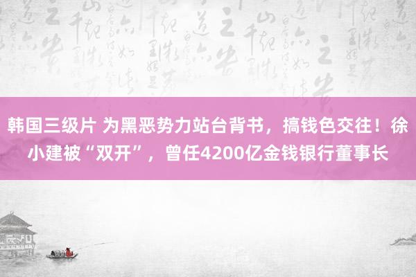 韩国三级片 为黑恶势力站台背书，搞钱色交往！徐小建被“双开”，曾任4200亿金钱银行董事长