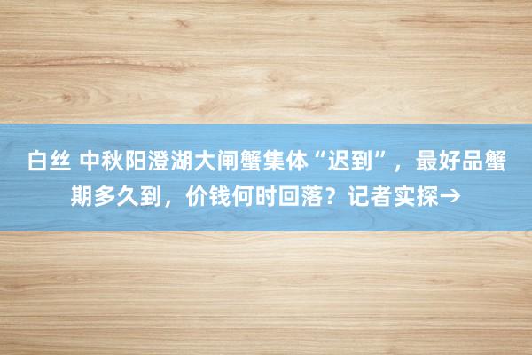 白丝 中秋阳澄湖大闸蟹集体“迟到”，最好品蟹期多久到，价钱何时回落？记者实探→