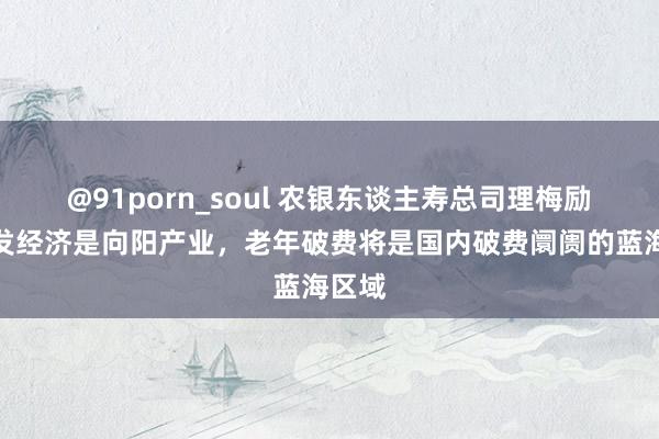 @91porn_soul 农银东谈主寿总司理梅励：银发经济是向阳产业，老年破费将是国内破费阛阓的蓝海区域