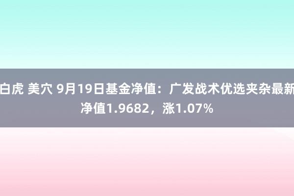 白虎 美穴 9月19日基金净值：广发战术优选夹杂最新净值1.9682，涨1.07%