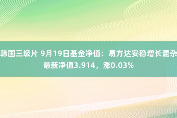 韩国三级片 9月19日基金净值：易方达安稳增长混杂最新净值3.914，涨0.03%