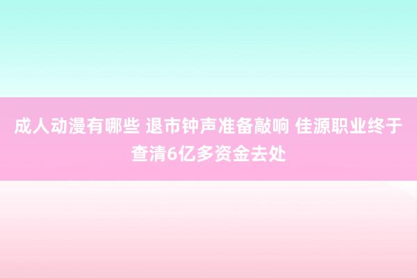 成人动漫有哪些 退市钟声准备敲响 佳源职业终于查清6亿多资金去处