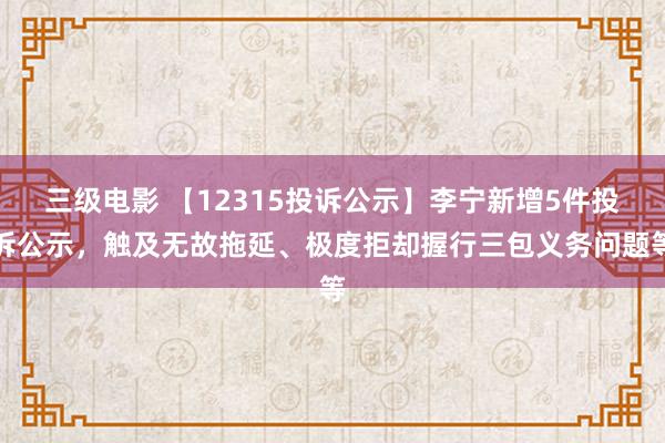 三级电影 【12315投诉公示】李宁新增5件投诉公示，触及无故拖延、极度拒却握行三包义务问题等