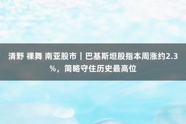 清野 裸舞 南亚股市｜巴基斯坦股指本周涨约2.3%，简略守住历史最高位