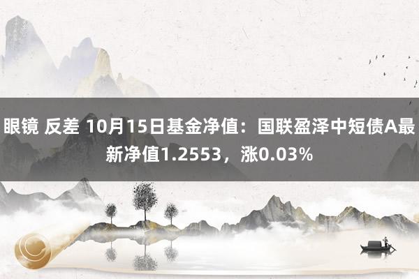 眼镜 反差 10月15日基金净值：国联盈泽中短债A最新净值1.2553，涨0.03%