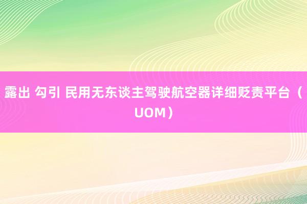 露出 勾引 民用无东谈主驾驶航空器详细贬责平台（UOM）