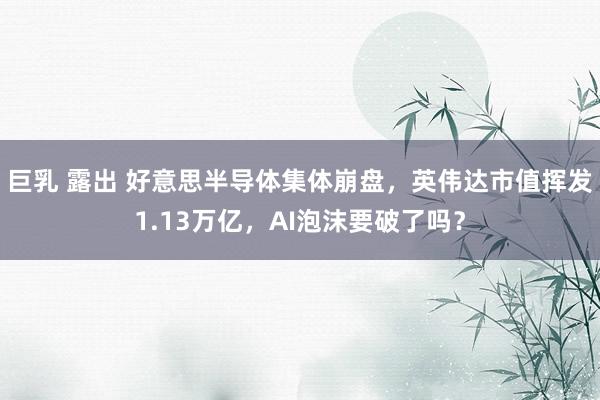 巨乳 露出 好意思半导体集体崩盘，英伟达市值挥发1.13万亿，AI泡沫要破了吗？