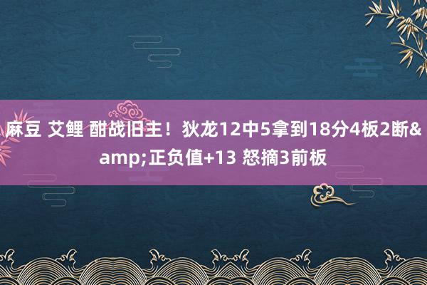 麻豆 艾鲤 酣战旧主！狄龙12中5拿到18分4板2断&正负值+13 怒摘3前板