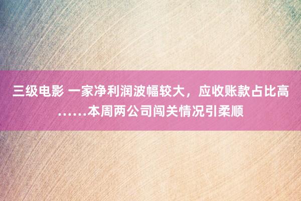 三级电影 一家净利润波幅较大，应收账款占比高……本周两公司闯关情况引柔顺