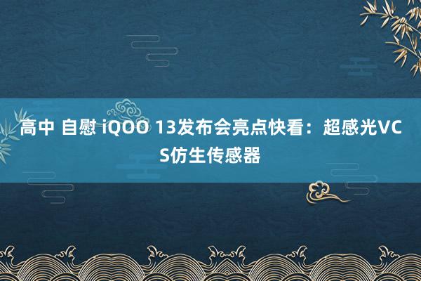 高中 自慰 iQOO 13发布会亮点快看：超感光VCS仿生传感器