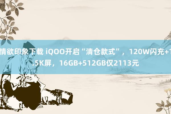 情欲印象下载 iQOO开启“清仓款式”，120W闪充+1.5K屏，16GB+512GB仅2113元