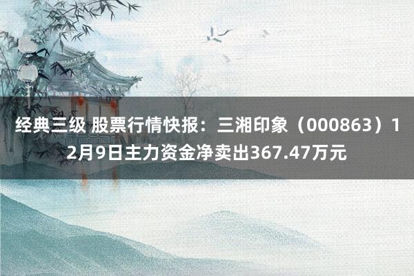 经典三级 股票行情快报：三湘印象（000863）12月9日主力资金净卖出367.47万元