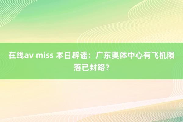 在线av miss 本日辟谣：广东奥体中心有飞机陨落已封路？