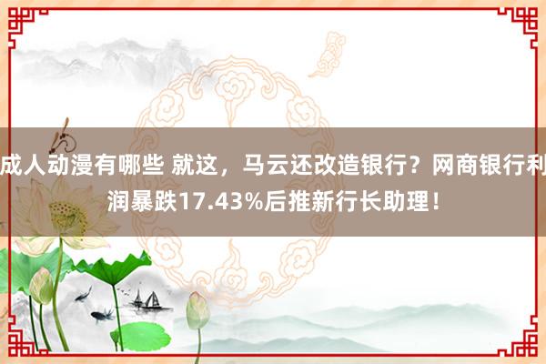 成人动漫有哪些 就这，马云还改造银行？网商银行利润暴跌17.43%后推新行长助理！