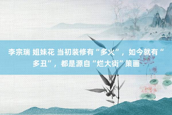 李宗瑞 姐妹花 当初装修有“多火”，如今就有“多丑”，都是源自“烂大街”策画