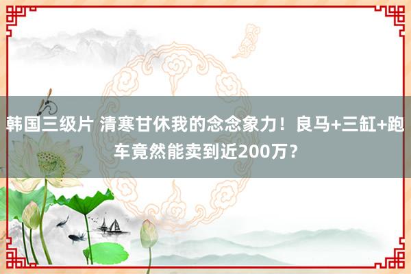 韩国三级片 清寒甘休我的念念象力！良马+三缸+跑车竟然能卖到近200万？