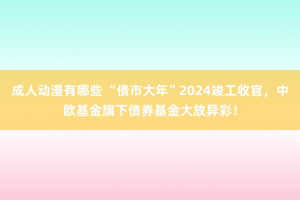 成人动漫有哪些 “债市大年”2024竣工收官，中欧基金旗下债券基金大放异彩！