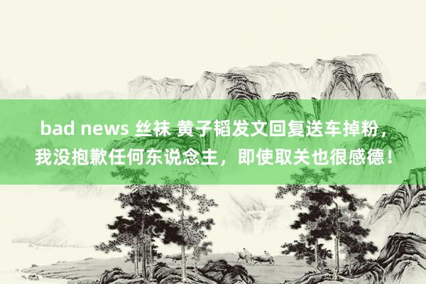 bad news 丝袜 黄子韬发文回复送车掉粉，我没抱歉任何东说念主，即使取关也很感德！